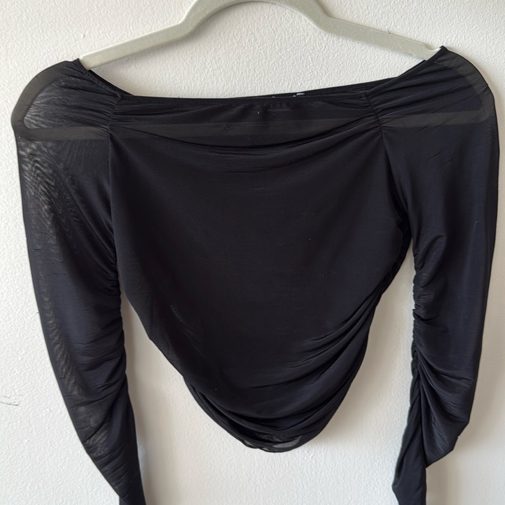 Zara Sheer Black Off The Shoulder Top